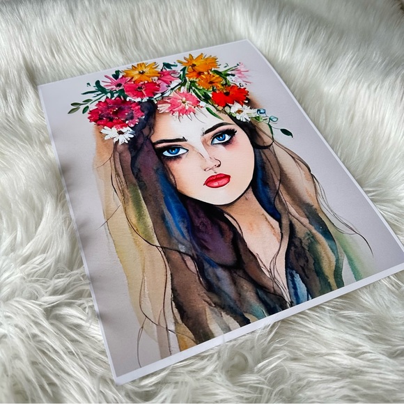 Watercolor Abstract Floral Woman Wall Art Print Poster Unframed - Picture 6 of 10